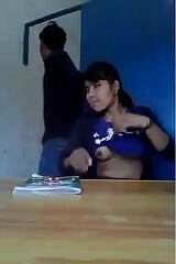 Desi Girl Sucks Breasts And Wanks Her Pussy With Her Fingers To The Teacher | boobs breasts desi